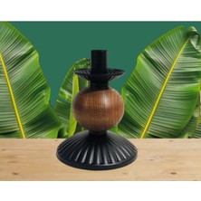 Tekli Pino Mumluk Ahşap Top Detaylı Siyah Küçük