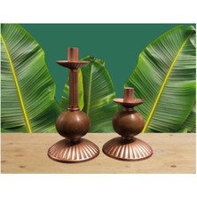 Ikili Pino Mumluk Ahşap Top Detaylı Bakır