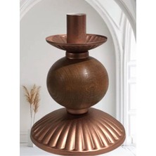 Tekli Pino Mumluk Ahşap Top Detaylı Bakır Küçük