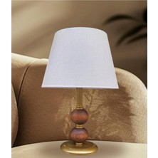 Dual Eskitme Abajur Çift Top Ahşaplı Krem Şapkalı