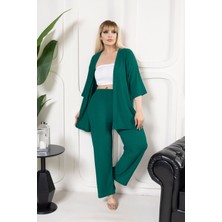Kimono Hırkalı 2li Alt Üst Takım Bürümcük Kumaş Yazlık M-6xl Oversize