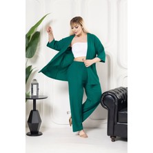 Kimono Hırkalı 2li Alt Üst Takım Bürümcük Kumaş Yazlık M-6xl Oversize