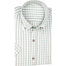 Varetta  Erkek Su Yeşili Kısa Kollu Cepli Geniş Kesim Pamuklu Yazlık Kareli Gömlek