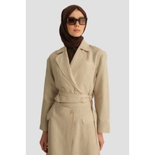 Armine Kruvaze Detaylı Keten Takım 25Y6011 Naturel