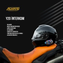 Always Y20 Bt5.3 Motosiklet Kask Kulaklık Intercom Işıklı Motorsiklet Interkom