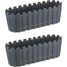 Akasya Balkon Saksı, 2 Adet, 6 Litre, Siyah