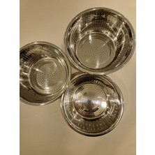 Tash Home Çelik Süzgeç Çok Amaçlı Mutfak Süzgeci Seti 3’lü Pirinç Bulgur Makrna Vb. Paslanmaz Çelik 304 Kalite Çelik Süzgeç Tash Home Çelik Süzgeç