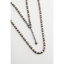 Hematit Taşlı 63 cm Gümüş Erkek Kolye