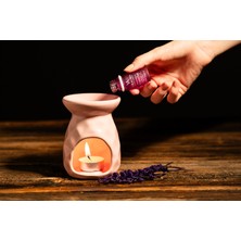 Volkan Ates Natural & Beauty & Seramik Buhurdanlık Seti Pembe Renk + Lavandula Angustifolia Saf Lavanta Yağı 10 ml + Mum