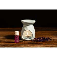 Volkan Ates Natural & Beauty & Seramik Buhurdanlık Seti Açık Mavi Renk + Lavandula Angustifolia Saf Lavanta Yağı 10 ml + Mum