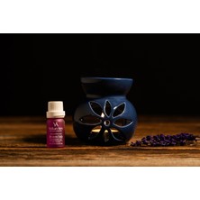 Volkan Ates Natural & Beauty & Seramik Buhurdanlık Seti Lacivert Renk + Lavandula Angustifolia Saf Lavanta Yağı 10 ml + Mum