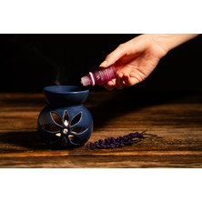 Volkan Ates Natural & Beauty & Seramik Buhurdanlık Seti Lacivert Renk + Lavandula Angustifolia Saf Lavanta Yağı 10 ml + Mum