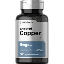 Chelated Copper 6mg | 300 Tablet | Temel Iz Mineral | Vejetaryen, Gdo\'suz, Glutensiz
