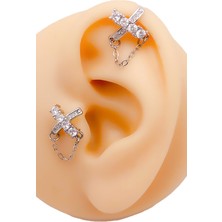 Cerrrahi Çelik Piercing (Pirsing) Zirkon Taşlı Marka Model x Tragus Helix Piercing (1ADET)