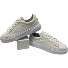 Erkek Bağcıklı Iç ve Dış Yüzey Deri Baskılı BEYAZ-0395-BEYAZ