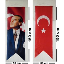 Türk Bayrağı ve Atatürk Baskılı Kırlangıç Bayrak Takım  50 x 150  cm