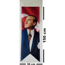 Türk Bayrağı ve Atatürk Baskılı Kırlangıç Bayrak Takım  50 x 150  cm