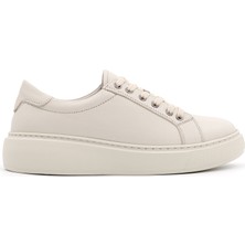 Levarno Luce Hakiki Deri Kadın Bej Casual Sneaker Ayakkabı