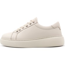 Levarno Luce Hakiki Deri Kadın Bej Casual Sneaker Ayakkabı