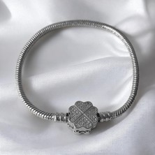 Gümüş Renk Charm Taşıyıcı Çelik Bileklik
