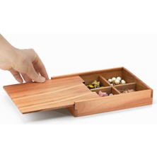 Bölmeli Sürgülü Kapaklı Yatay Kutu - Kiraz | Woodsaka