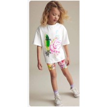 Cg Kids Love Style Baskılı Tayt Şort Kız Çocuk Alt Üst Takım