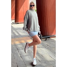 Gri Balıkçı Yaka Kadın Kazak MG2196