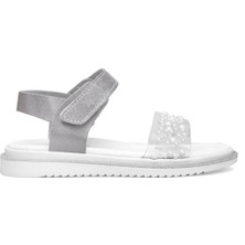 Elit ŞA-F-036-25Y Filet Kız Çocuk Düz Sandalet Gümüş