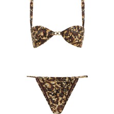 Aquella Desenli Aksesuarlı Straplez Bikini Takım
