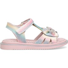 Ayakkabı Fuarı Elit J-P-600-25Y Patik Kız Çocuk Düz Sandalet Gökkuşağı