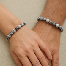 Gri Akik Taşı Bileklik – Kadın Erkek Unisex – Anneler Günü Hediye – Doğal Taş Bileklik Ahşap Kutulu