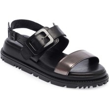 Tergan  Siyah Hakiki Deri Kadın Sandalet - K24Y1SN67141-A23