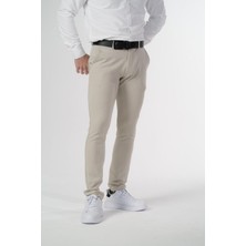 Esnek Kumaş Slim Fit Chino Erkek Pantolon Krem