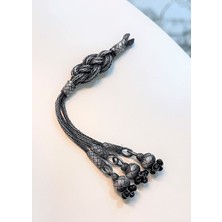 Sonsuzluk Motifli Tüm Tesbihlere Uygun Oksitli Gümüş Kazaziye Püskül