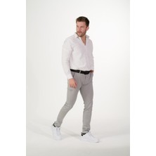 Esnek Kumaş Slim Fit Chino Erkek Pantolon Gri