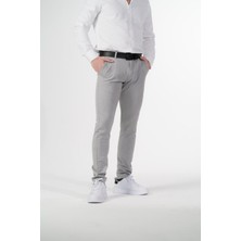 Esnek Kumaş Slim Fit Chino Erkek Pantolon Gri