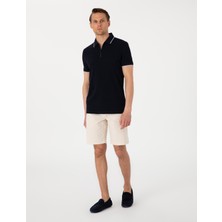 Pierre Cardin Erkek Bej Slim Fit Keten Karışımlı Beli Bağcıklı Dokuma Şort 50308147-VR011