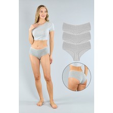 Pamuklu Gri Melanj Basic Kadın Boxer Külot 3'lü Paket