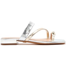 Kadın Gri Taşlı Metalik Terlik 25SFD441532