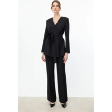 Ekol Kadın Yüksek Bel Bol Paça Pantolon 4234 Siyah