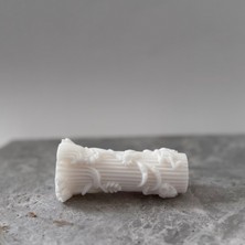 El Yapımı Spiral Desenli Soya Mum Dekoratif 11  cm  Beyaz Mum Parti ve Düğün Süslemesi
