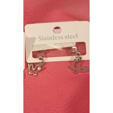 Kelebekli Gold Renk Çelik Kararmaz Küpe