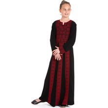 Zaytoon Tesettür Elbise Çocuk Filistin Özel Nakışlı Geleneksel Kız Elbisesi 1-7 Yaş Kırmızı