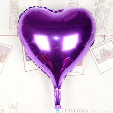 Kalp Uçan Balon Folyo Mor 80  cm  32 Inç