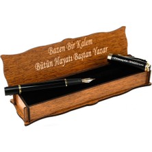 Ahşap Kutulu Siyah Altın Yüksek Kalite Dolma Kalem