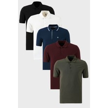 Buratti Pamuklu Regular Fit Düğmeli Polo Yaka 5'li Paket T Shirt Erkek T Shirt 590211827S5