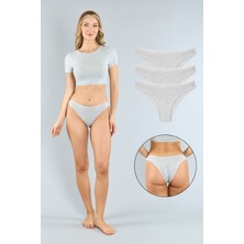 Pamuklu Gri Melanj Brazilian Külot 3'lü Paket