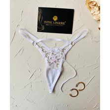 Amelie Önü Açık Bağlama Detaylı Kaliteli Fantasy G-String (Kırmızı-Beyaz-Siyah)