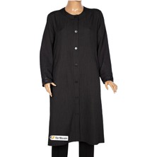 Hesna Kadın Luna Büyük Beden Kırışık Efektli Çıtçıtlı Siyah Kap Ceket