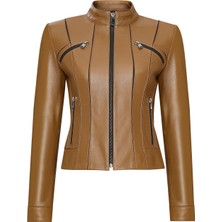 Derimod Linda Kadın Camel Kısa Deri Ceket 25SGD5200U4